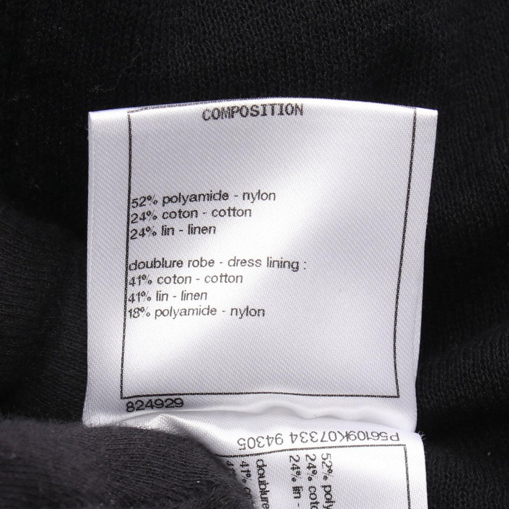 Chanel Dress CC Logo Button Camellia Lace Sleeveless Black Nylon Cotton — view 4