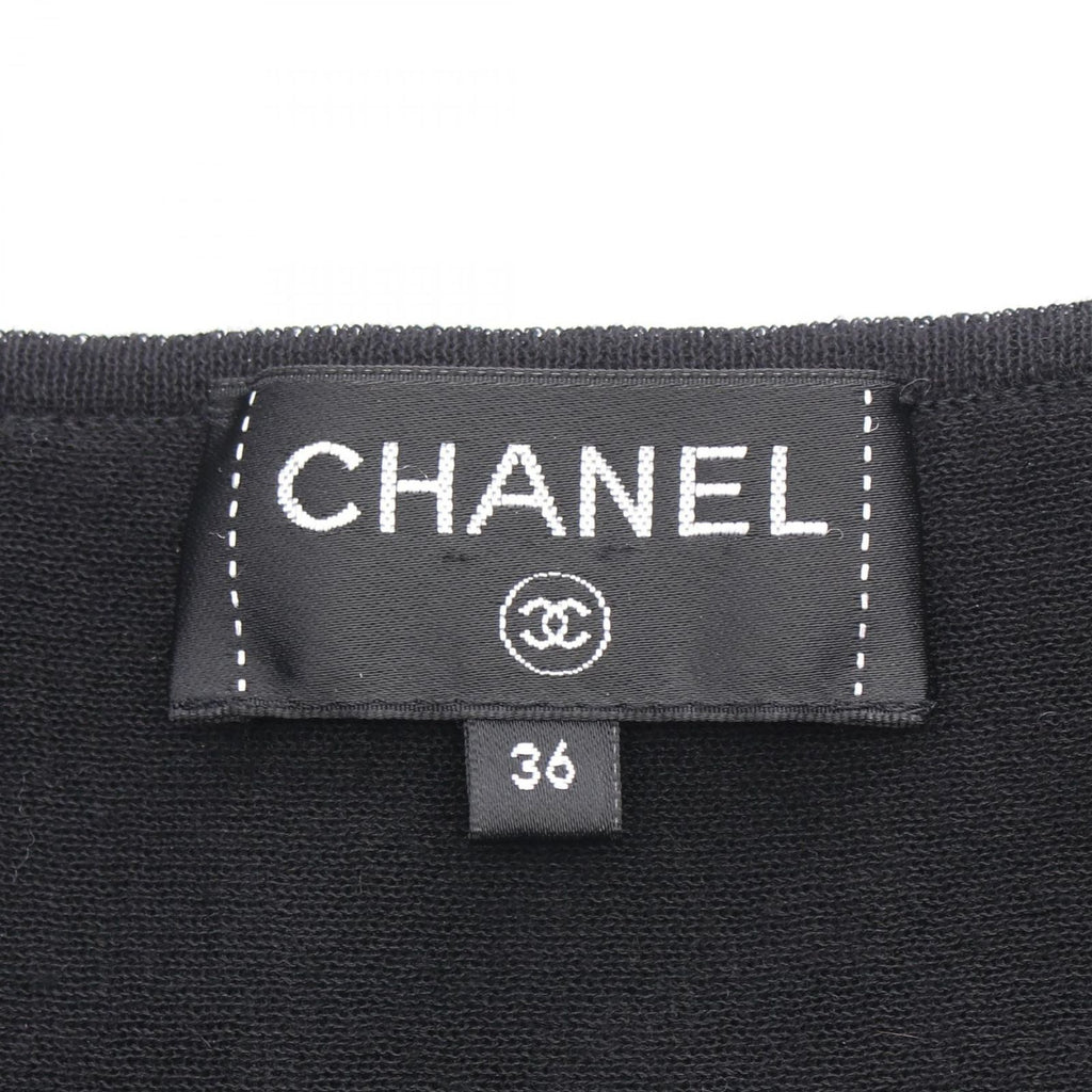 Chanel Dress CC Logo Button Camellia Lace Sleeveless Black Nylon Cotton — view 3