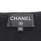 Chanel Dress CC Logo Button Camellia Lace Sleeveless Black Nylon Cotton — view 3