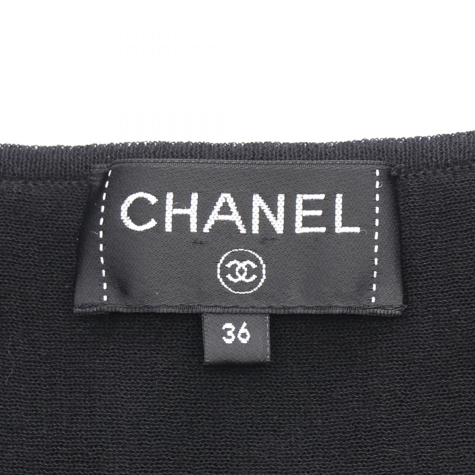 Chanel Dress CC Logo Button Camellia Lace Sleeveless Black Nylon Cotton — view 3