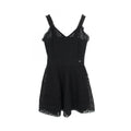 Chanel Dress CC Logo Button Camellia Lace Sleeveless Black Nylon Cotton