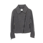 Chanel Rider's Jacket CC Logo Button Gray Wool