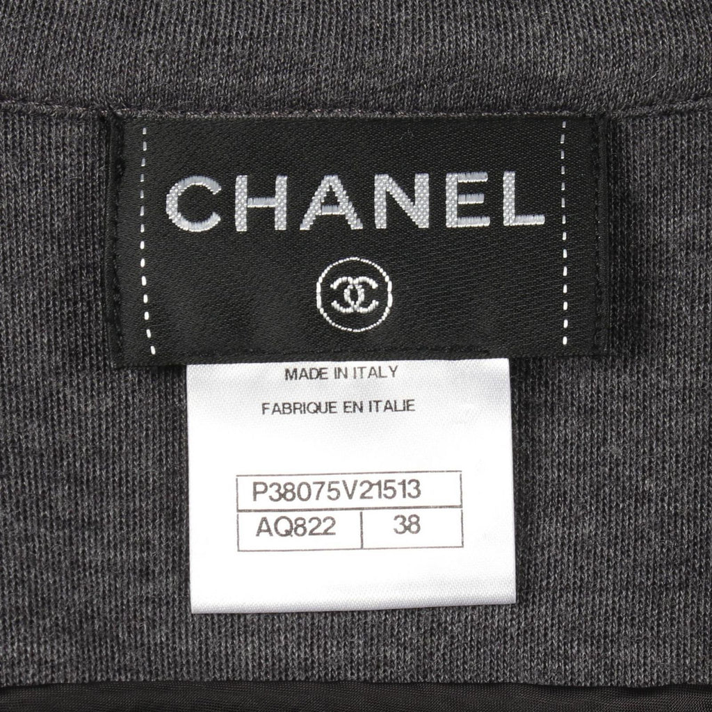 Chanel Rider's Jacket CC Logo Button Gray Wool — view 3
