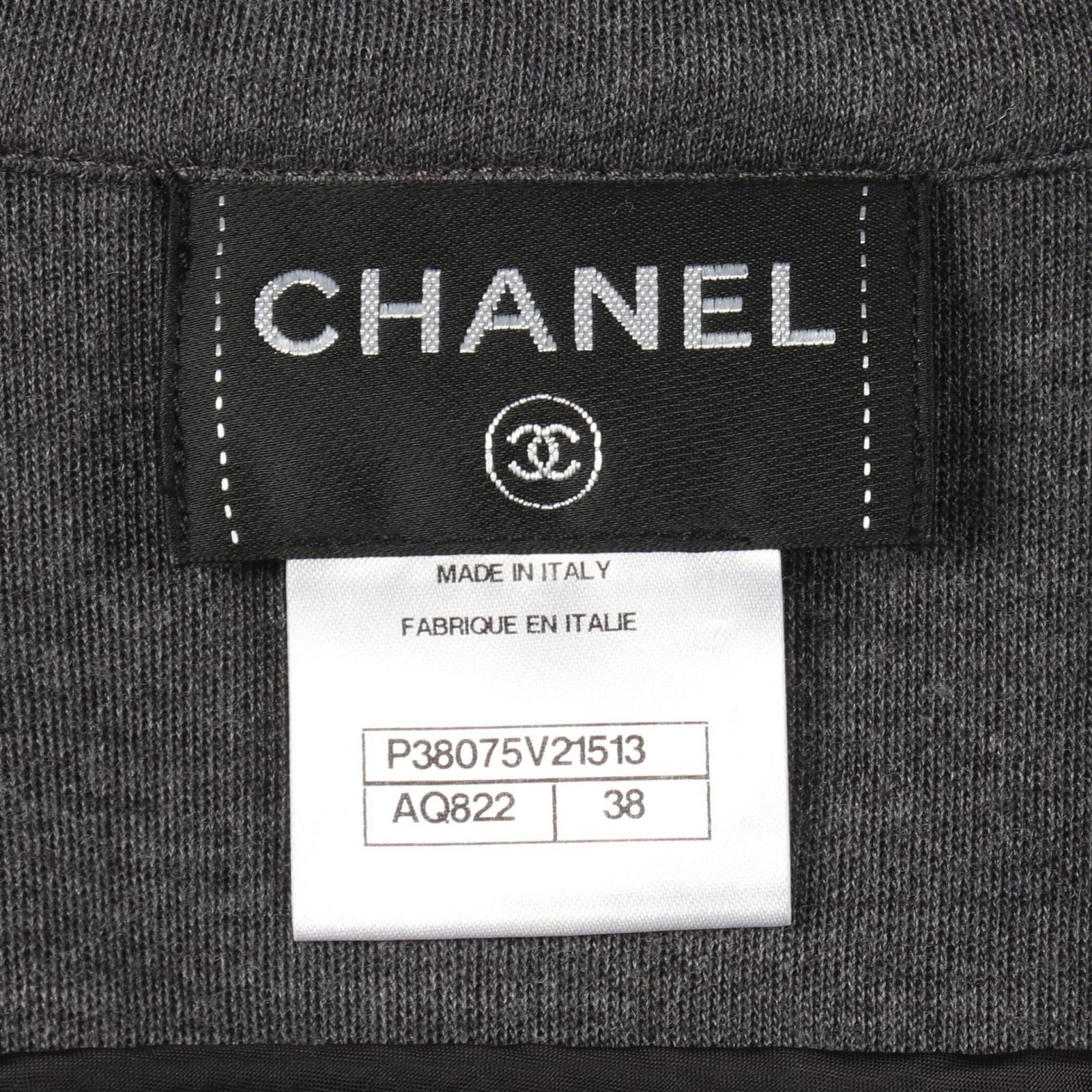 Chanel Rider's Jacket CC Logo Button Gray Wool — view 3