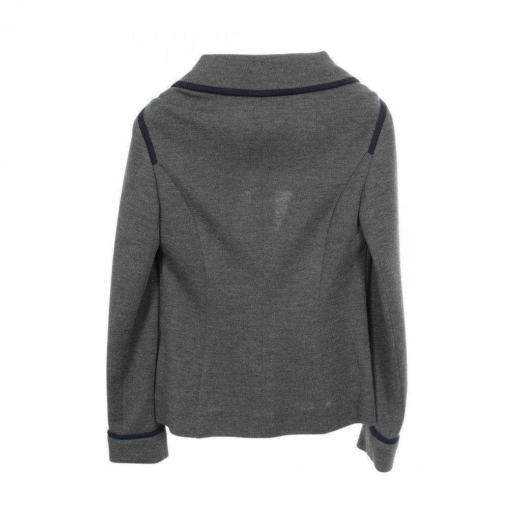 Chanel Tailored Jacket CC Logo Button Gray Wool — view 2