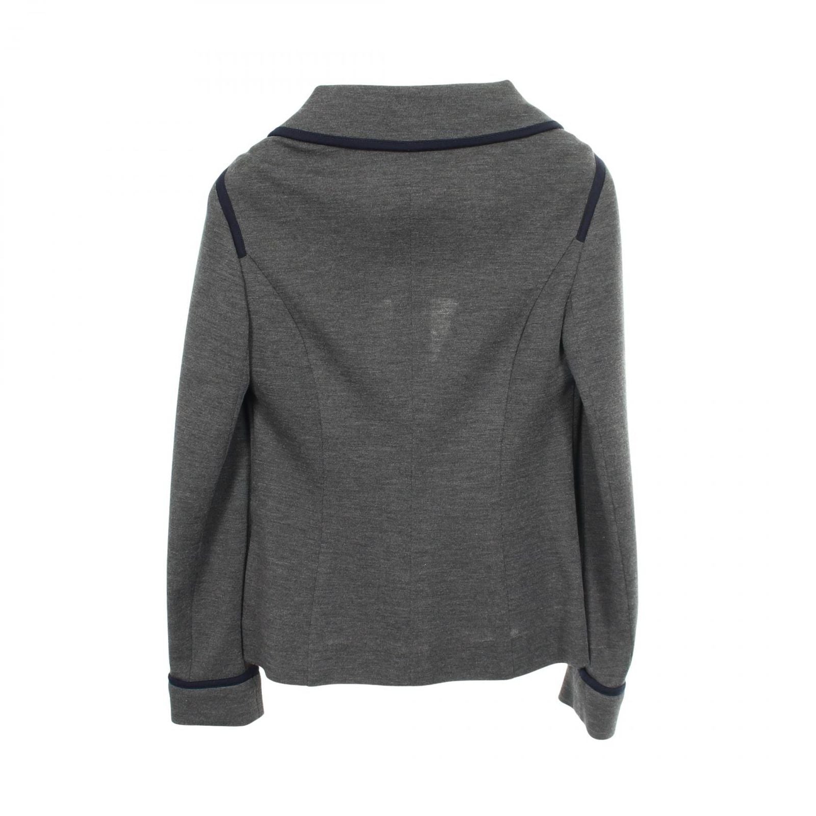 Chanel Tailored Jacket CC Logo Button Gray Wool — view 2