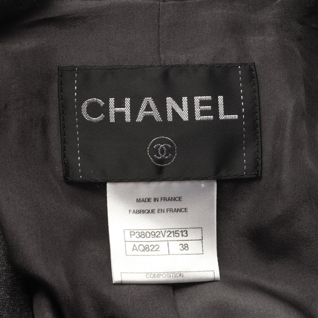 Chanel Tailored Jacket CC Logo Button Gray Wool — view 3