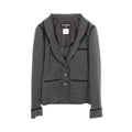 Chanel Tailored Jacket CC Logo Button Gray Wool