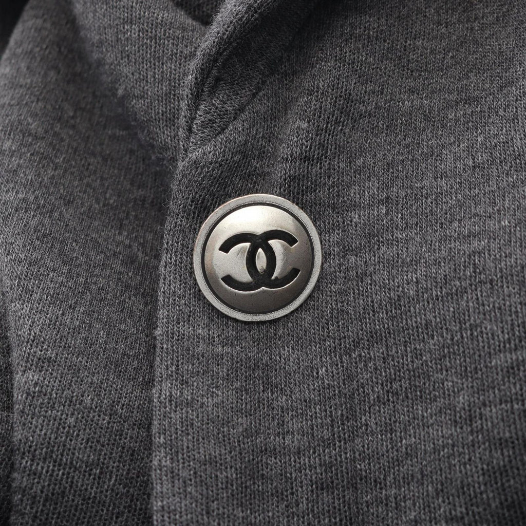 Chanel Tailored Jacket CC Logo Button Gray Wool — view 8