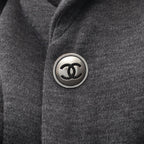 Chanel Tailored Jacket CC Logo Button Gray Wool — view 8
