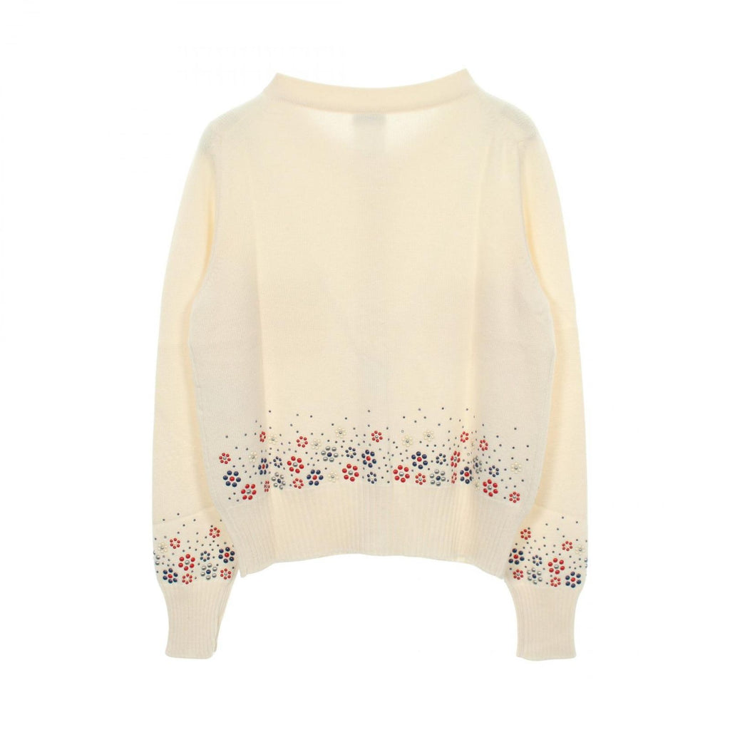 Chanel Cardigan CC Logo Studs Off White Cashmere — view 2