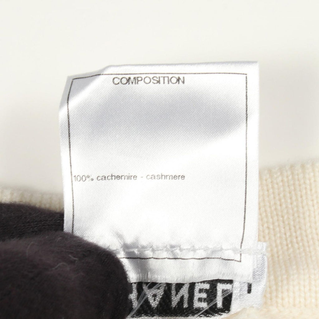 Chanel Cardigan CC Logo Studs Off White Cashmere — view 4