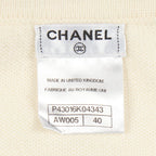 Chanel Cardigan CC Logo Studs Off White Cashmere — view 3