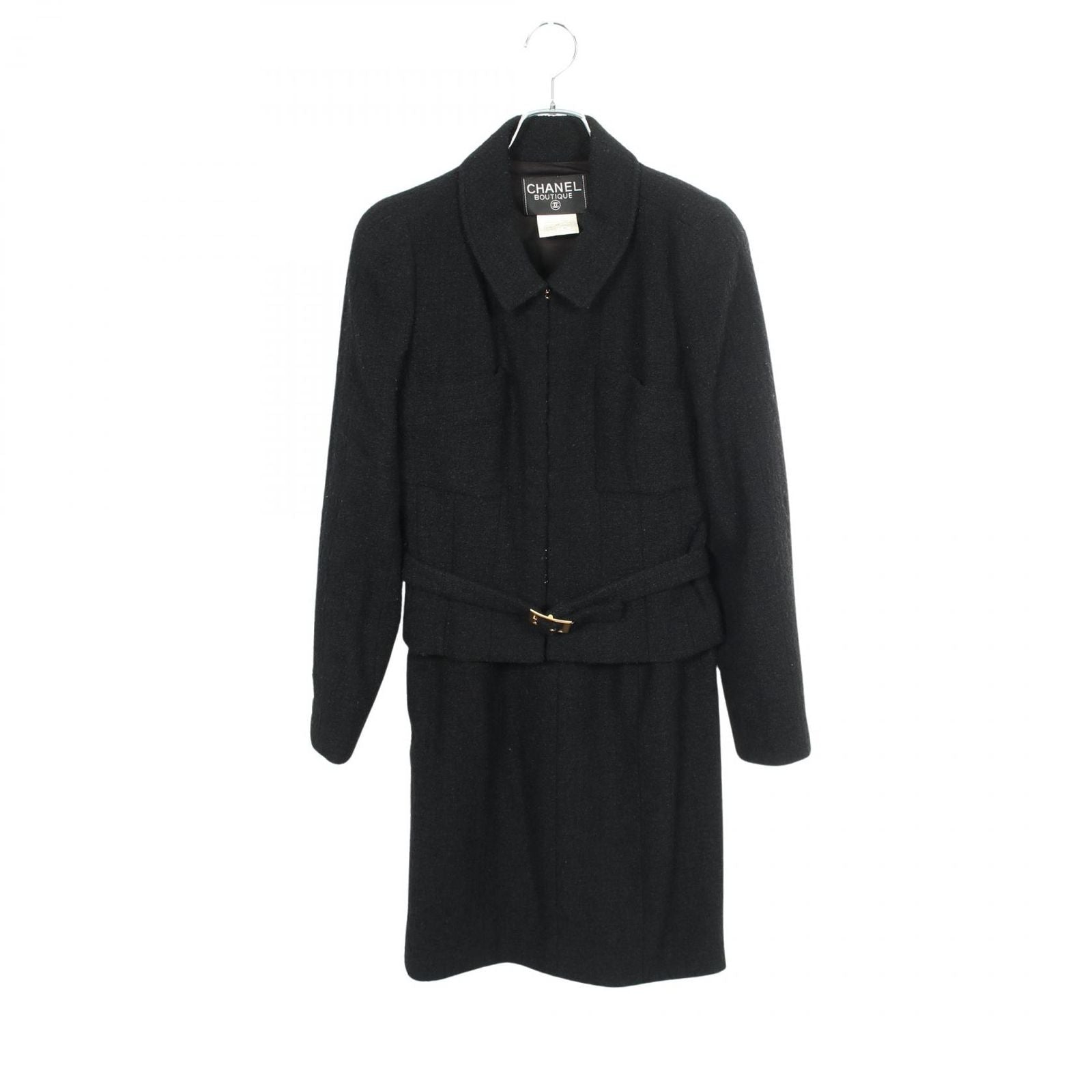 Chanel Suit CC Logo Button Tweed Wool Skirt