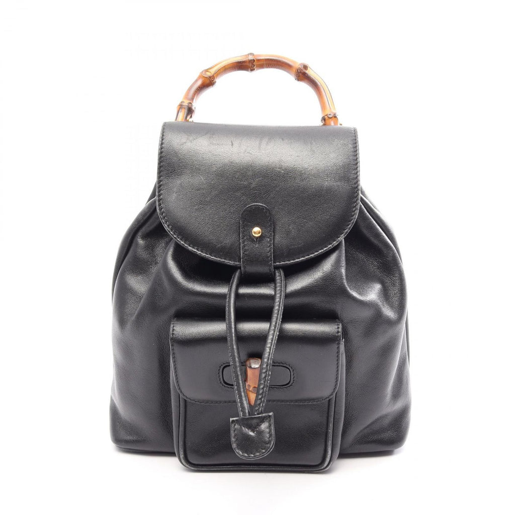 Gucci Backpack Bamboo 003 Black Leather Small