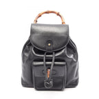 Gucci Backpack Bamboo 003 Black Leather Small