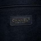 Chanel Shoulder Bag Deauville Navy Leather Logo Studs Drawstring