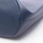 Chanel Shoulder Bag Deauville Navy Leather Logo Studs Drawstring