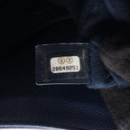 Chanel Shoulder Bag Deauville Navy Leather Logo Studs Drawstring