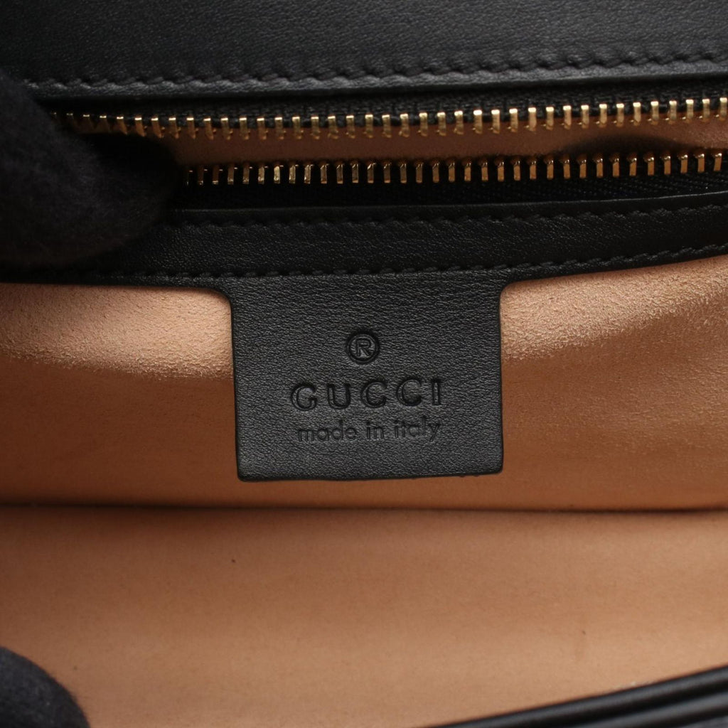 Gucci Shoulder Bag Sylvie Sherry Line GG Pattern 2-Way Black Fabric Patent