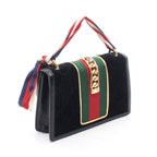 Gucci Shoulder Bag Sylvie Sherry Line GG Pattern 2-Way Black Fabric Patent