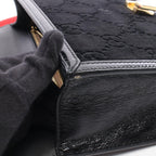 Gucci Shoulder Bag Sylvie Sherry Line GG Pattern 2-Way Black Fabric Patent