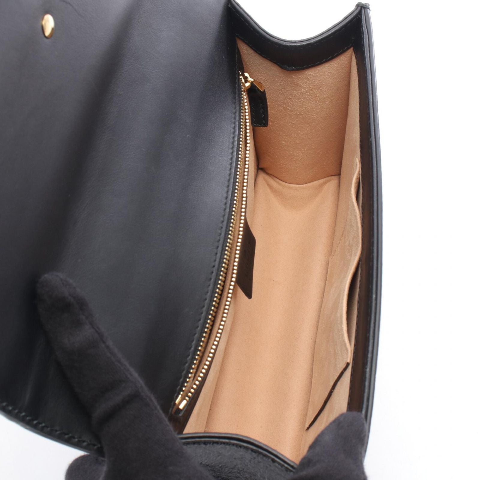 Gucci Shoulder Bag Sylvie Sherry Line GG Pattern 2-Way Black Fabric Patent