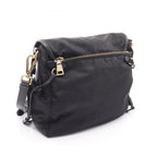 Prada Shoulder Bag Logo Black Nylon Saffiano Leather
