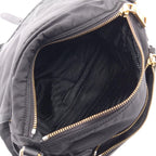 Prada Shoulder Bag Logo Black Nylon Saffiano Leather