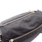 Prada Shoulder Bag Logo Black Nylon Saffiano Leather