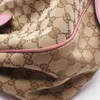 Gucci Shoulder Bag Beige Pink Canvas Leather GG Suki
