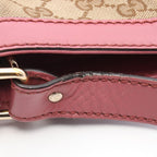 Gucci Shoulder Bag Beige Pink Canvas Leather GG Suki