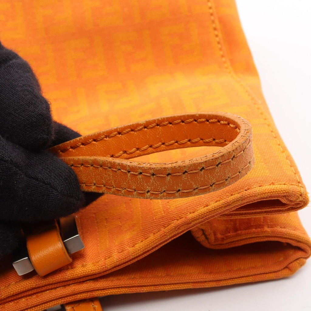 Fendi Tote Bag Zucchino Orange Canvas Leather