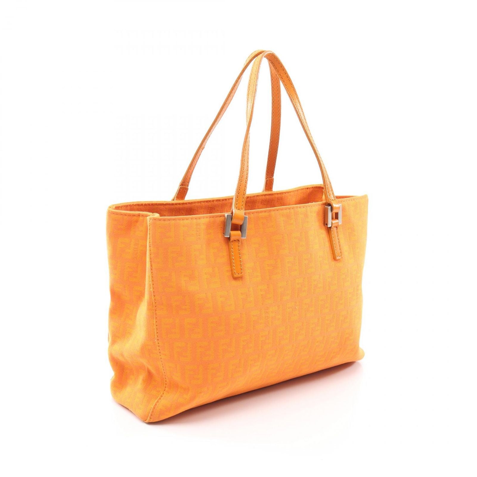 Fendi Tote Bag Zucchino Orange Canvas Leather