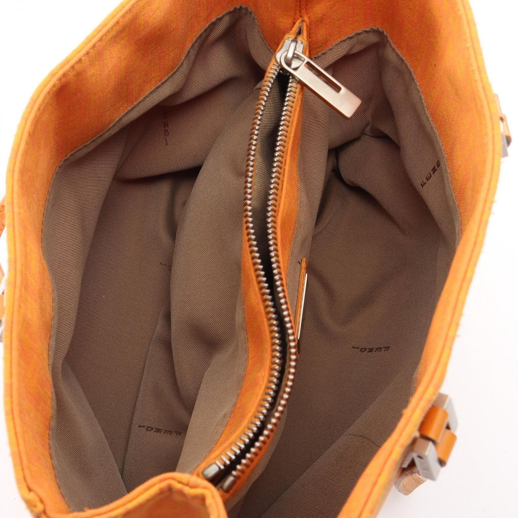 Fendi Tote Bag Zucchino Orange Canvas Leather