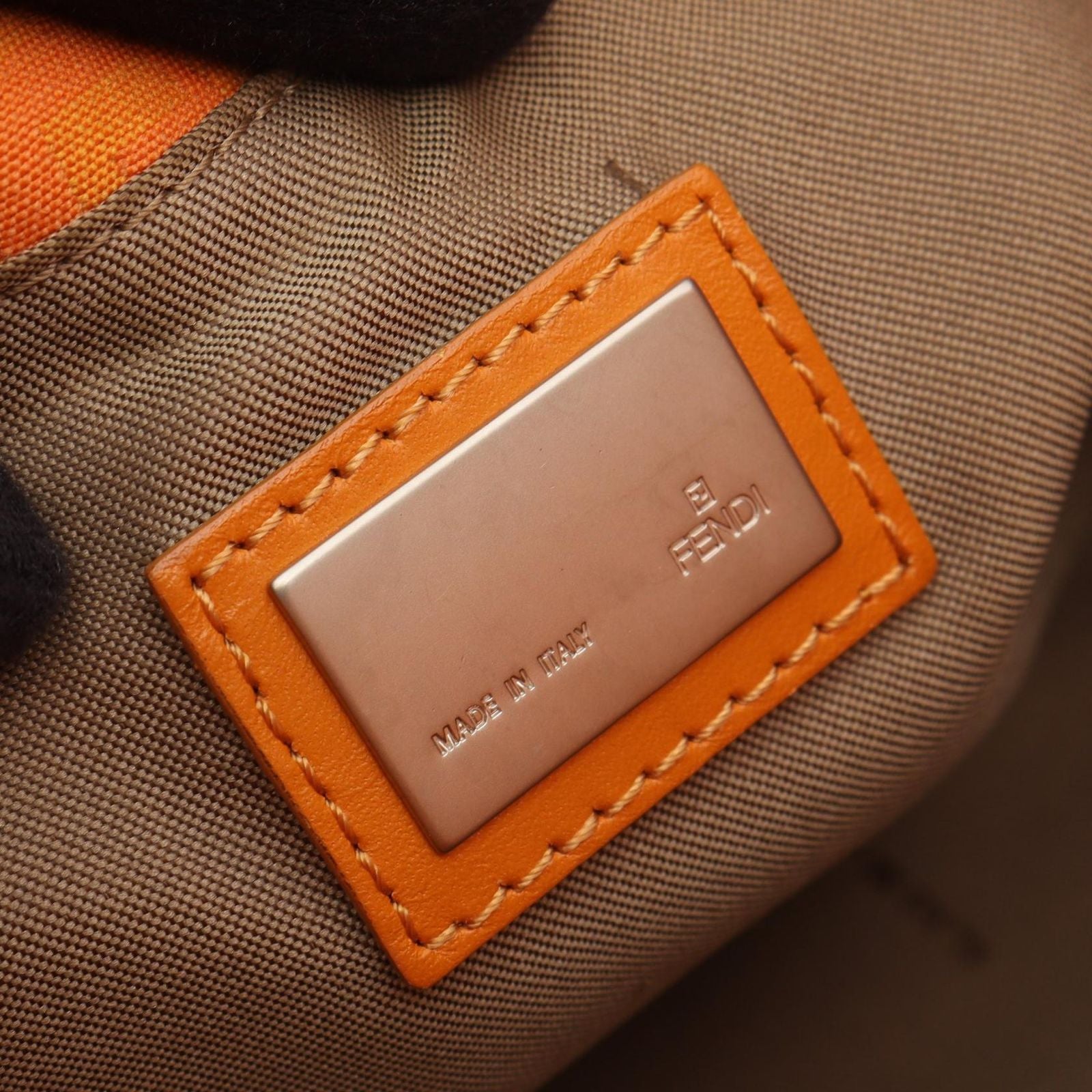 Fendi Tote Bag Zucchino Orange Canvas Leather