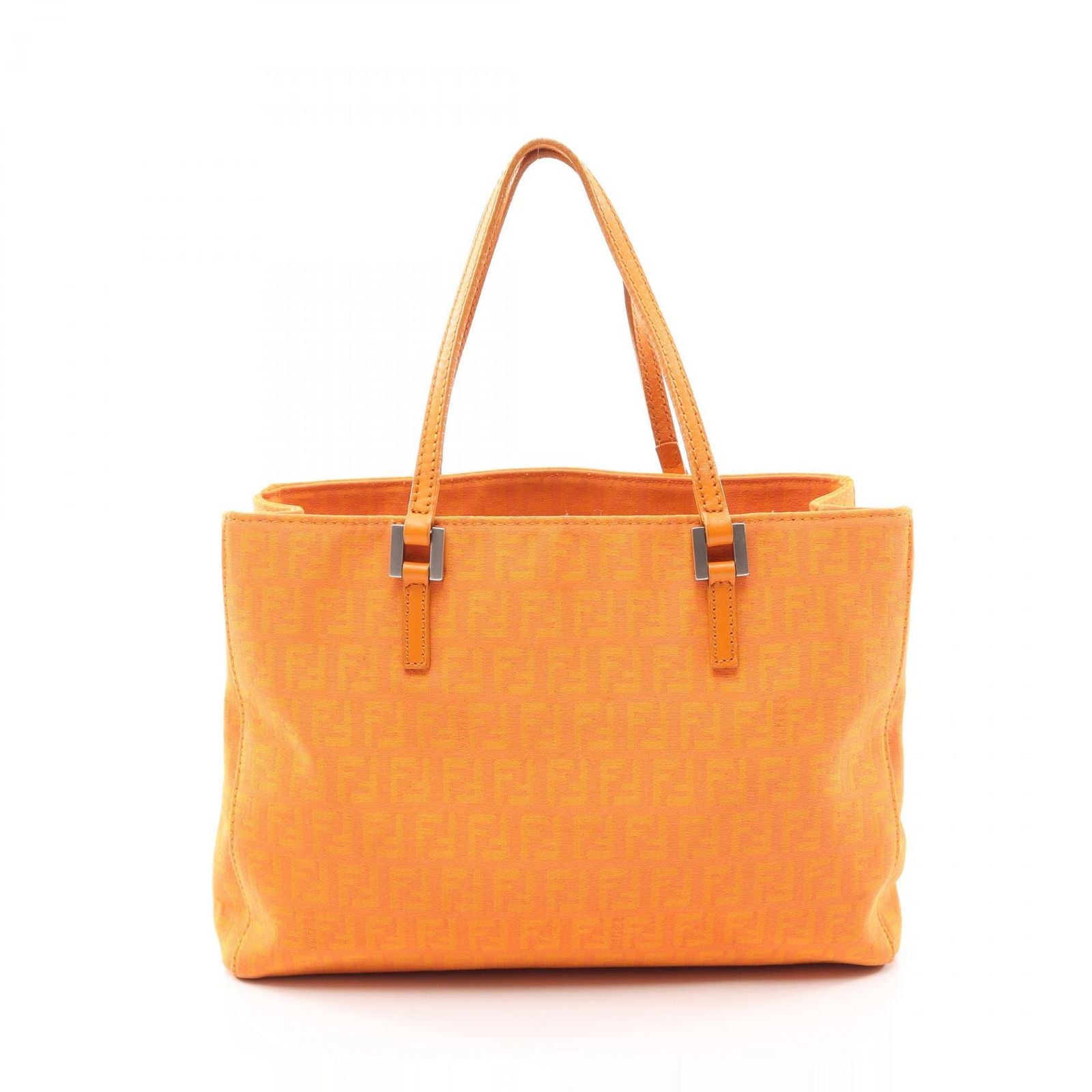 Fendi Tote Bag Zucchino Orange Canvas Leather