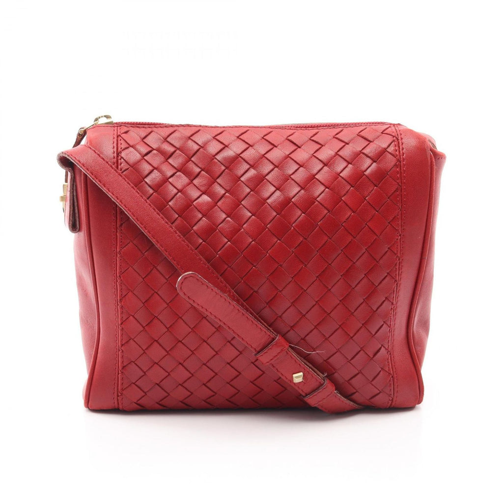 Bottega Veneta Shoulder Bag Intrecciato Red Leather