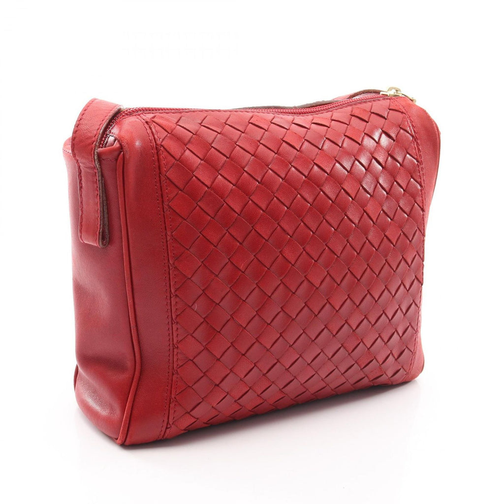 Bottega Veneta Shoulder Bag Intrecciato Red Leather