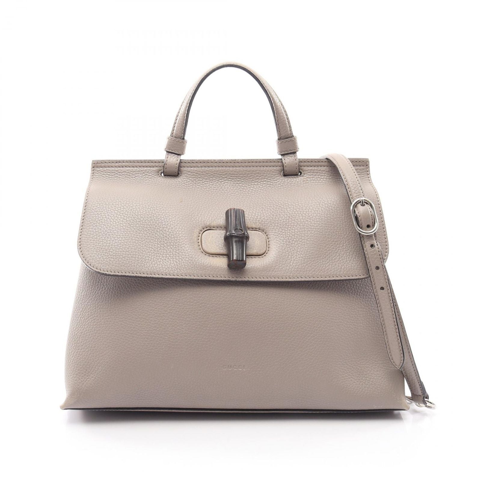Gucci Bamboo Daily 2-Way Gray Leather Shoulder Bag