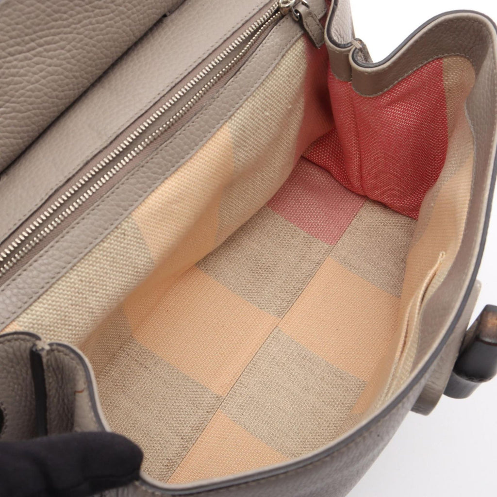 Gucci Bamboo Daily 2-Way Gray Leather Shoulder Bag