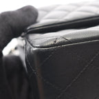 Chanel Shoulder Bag Quilted Double Flap Black Lambskin Chain