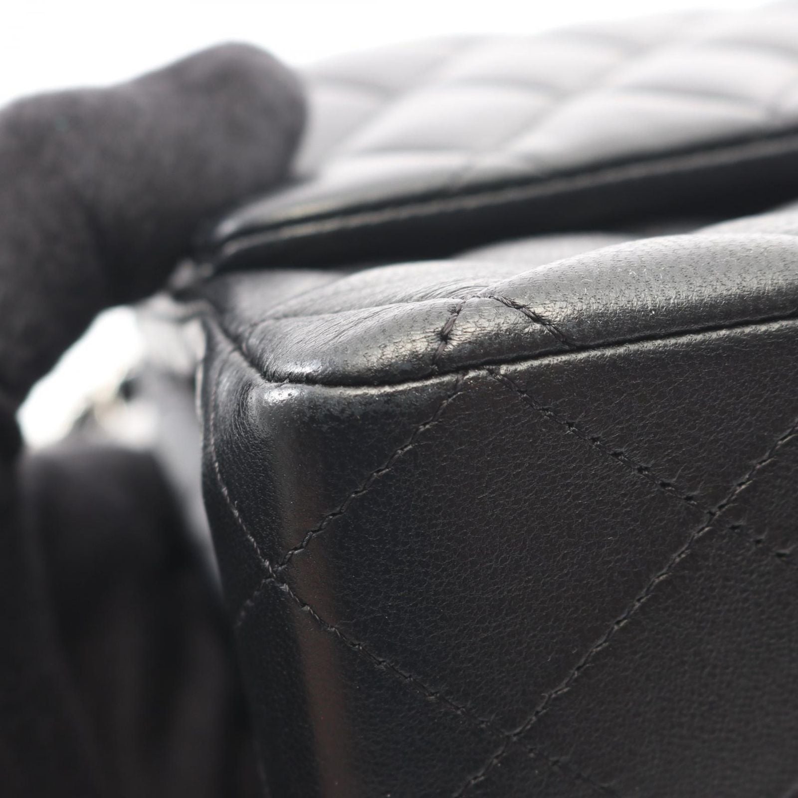 Chanel Shoulder Bag Quilted Double Flap Black Lambskin Chain