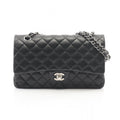 Chanel Shoulder Bag Quilted Double Flap Black Lambskin Chain