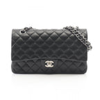 Chanel Shoulder Bag Quilted Double Flap Black Lambskin Chain