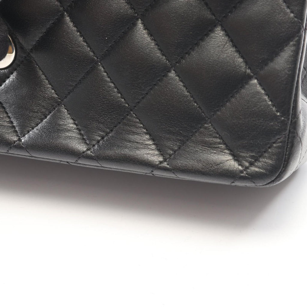 Chanel Shoulder Bag Quilted Double Flap Black Lambskin Chain