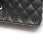 Chanel Shoulder Bag Quilted Double Flap Black Lambskin Chain