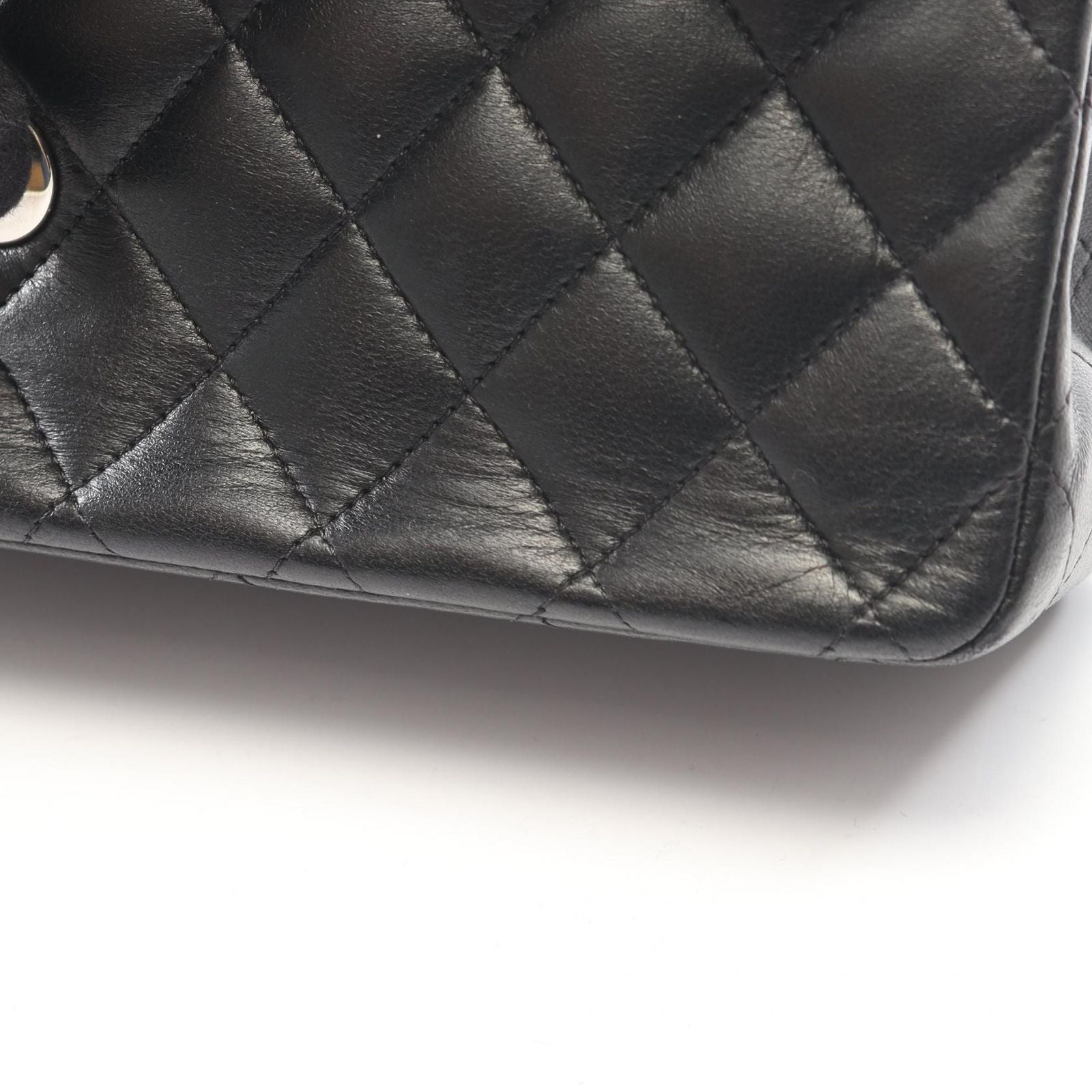 Chanel Shoulder Bag Quilted Double Flap Black Lambskin Chain