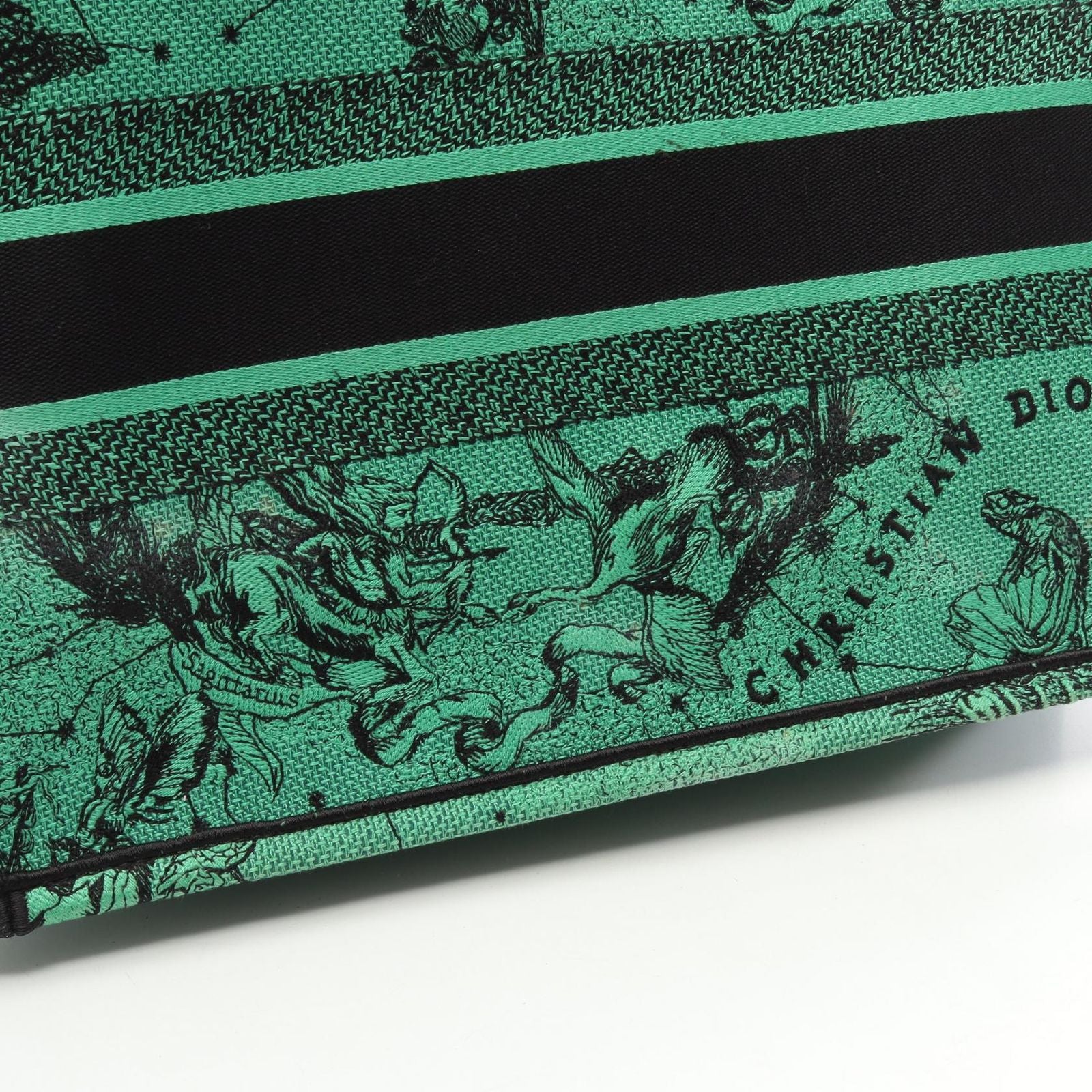 Dior Tote Bag Book Green Black Canvas