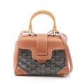Goyard Handbag Saigon Mini 2-Way Black Brown Canvas Leather Soft